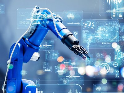 Industrie und Fortschritt, Foto: Adobe Stock, Metamorworks Industrie-4.0-Roboter